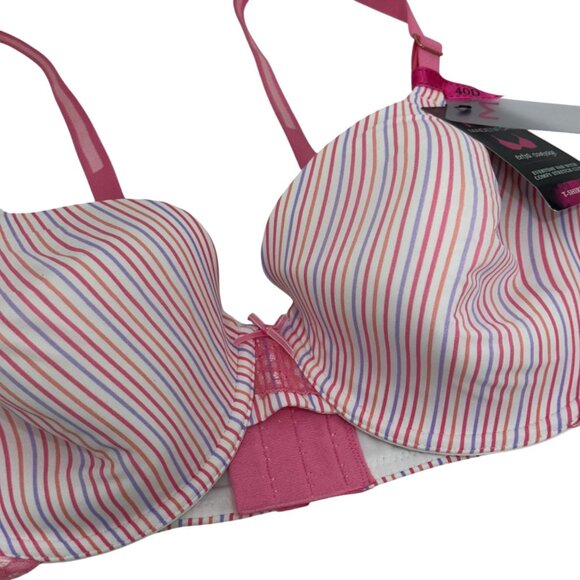 Maidenform Extra Coverage T-Shirt Women Bra SZ 38D Pink Striped Everyday Comfort - Picture 11 of 15